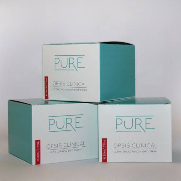 PURE OPSIS Clinical skincare boxes for hydrating, day, and night creams